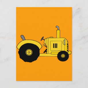 Gelber Traktor Postkarte