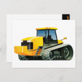 Gelber Traktor Postkarte (Vorne/Hinten)