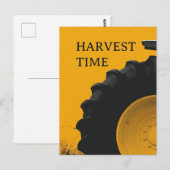 Gelber Traktor Postkarte (Vorne/Hinten)