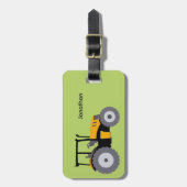 Gelber Traktor scherzt NamensschildKippergrün Gepäckanhänger (Vorderseite vertikal)