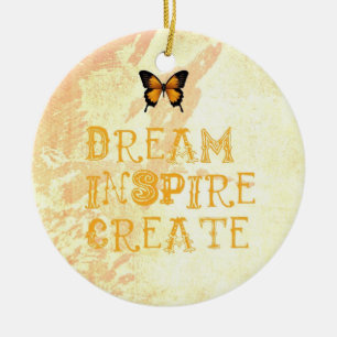 Gelber Traum, inspirieren, Weihnachtsverzierung Keramikornament