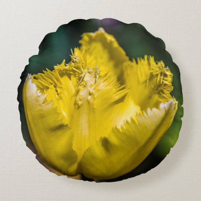 Gelber Tulip Rundes Kissen (Vorderseite)