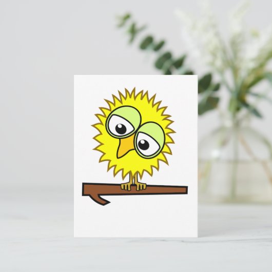 Gelber Tweet Postkarte (Stehend Vorderseite)