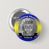 Gelber u. blauer ErinnerungsFoto-Knopf Button (Vorne & Hinten)