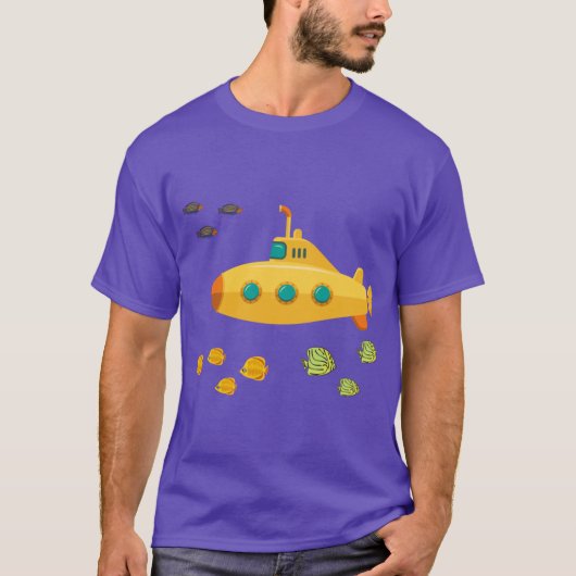 Gelber U-Boot-Junge Retro T-Shirt (Vorderseite)