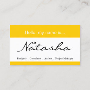 Gelber u. weißer UnternehmensNamensschild - Visitenkarte