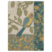 Gelber und Aquamariner Blauer Vogel auf einem Zwei Klemmbrett (Rückseite)