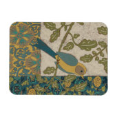 Gelber und Aquamariner Blauer Vogel auf einem Zwei Magnet (Horizontal)