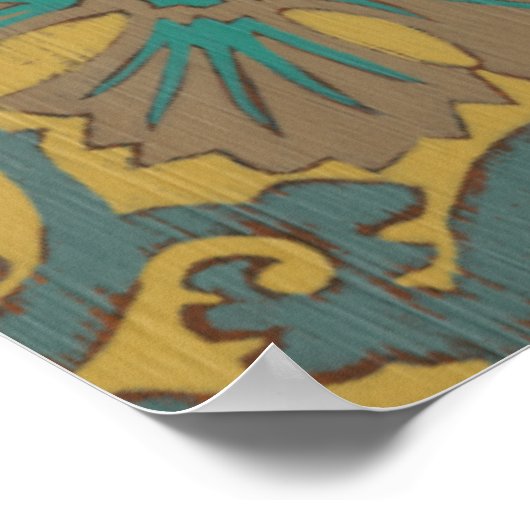 Gelber und Aquamariner Blauer Vogel auf einem Zwei Poster (Ecke)