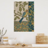 Gelber und Aquamariner Blauer Vogel auf einem Zwei Poster (Küche)