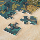 Gelber und Aquamariner Blauer Vogel auf einem Zwei Puzzle (Seite)