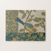 Gelber und Aquamariner Blauer Vogel auf einem Zwei Puzzle (Horizontal)