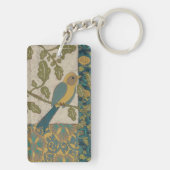 Gelber und Aquamariner Blauer Vogel auf einem Zwei Schlüsselanhänger (Rückseite)