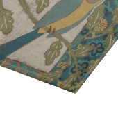 Gelber und Aquamariner Blauer Vogel auf einem Zwei Schneidebrett (Ecke)