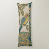 Gelber und Aquamariner Blauer Vogel auf einem Zwei Seitenschläferkissen (Rückseite (Vertikal))