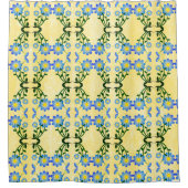 Gelber und blauer Blumenmuster-Duschvorhang Duschvorhang (Vorderseite)