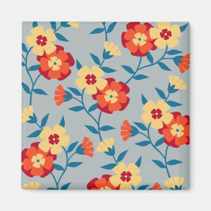 Gelber und blauer moderner mit Blumenmagnet Magnet