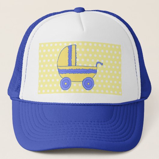 Gelber und blauer Stroller. Truckerkappe (Vorderseite)