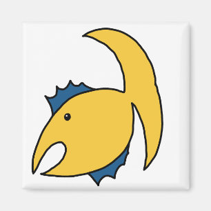 Gelber und blauer wunderlicher Fisch Magnet