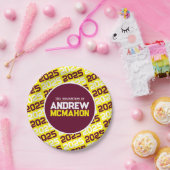 Gelber und Burgunder Personalisierter Abschluss Pappteller (Party)