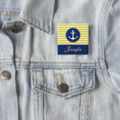 Gelber und dunkelblauer Streifen-Anker mit Namen Button (Beispiel)