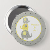 Gelber und grauer Elefant-personalisierte Mama zum Button (Vorne & Hinten)