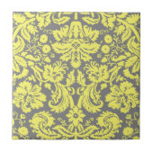 Gelber und grauer extravaganter Damast gemustert Fliese (Vorderseite)