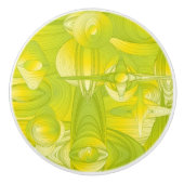 Gelber und grüner Kunst-Deko Keramikknauf (Vorderseite)