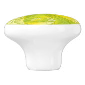 Gelber und grüner Kunst-Deko Keramikknauf (Seitenansicht)