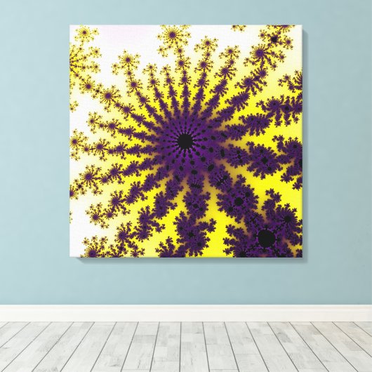 Gelber und Lila Burst Leinwanddruck (Insitu (Holzboden))