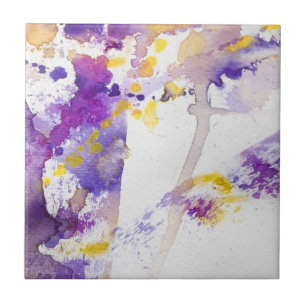 gelber und lila Watercolorhintergrund Fliese