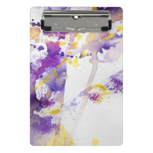 gelber und lila Watercolorhintergrund Mini Klemmbrett