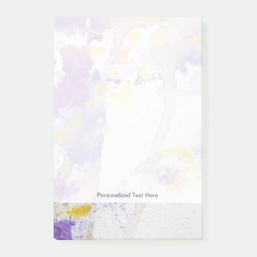 gelber und lila Watercolorhintergrund Post-it Klebezettel (Vorderseite)