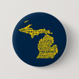 Gelber und Navy-Blue-Staat in Michigan-Städten Button