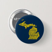 Gelber und Navy-Blue-Staat in Michigan-Städten Button (Vorne & Hinten)