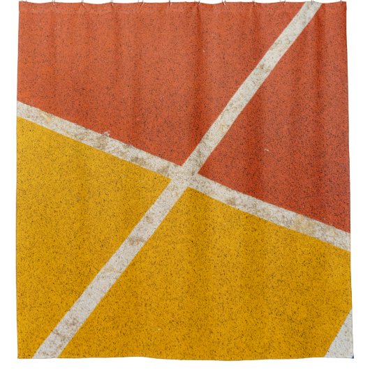 Gelber und orangefarbener Boden Duschvorhang (Vorderseite)