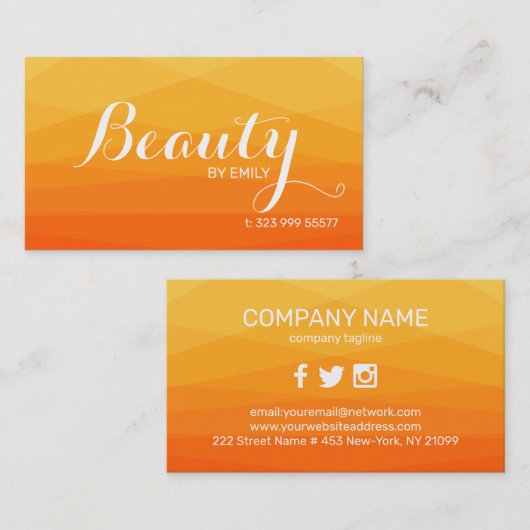 Gelber und orangefarbener polygonaler Hintergrund Visitenkarte (Vorne/Hinten)