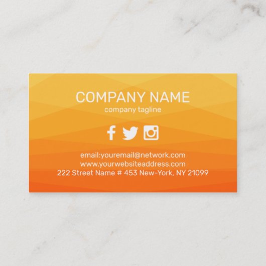 Gelber und orangefarbener polygonaler Hintergrund Visitenkarte (Rückseite)