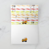 Gelber und roter Betonmischer Karte (Innenseite)