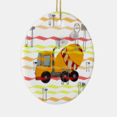 Gelber und roter Betonmischer Keramik Ornament (Rechts)