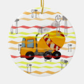 Gelber und roter Betonmischer Keramik Ornament (Vorne)