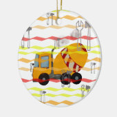 Gelber und roter Betonmischer Keramik Ornament (Links)