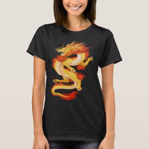 Gelber und roter chinesischer Drache T-Shirt