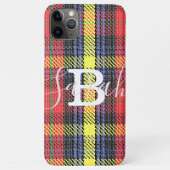 Gelber und roter Tartan Markierter Monogramm-Name Case-Mate iPhone Hülle (Rückseite)