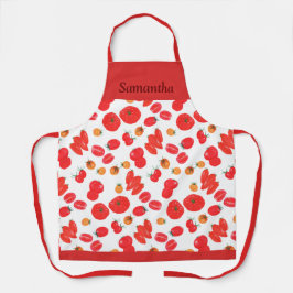 Gelber und roter Tomatenstift Zeichnend Schürze