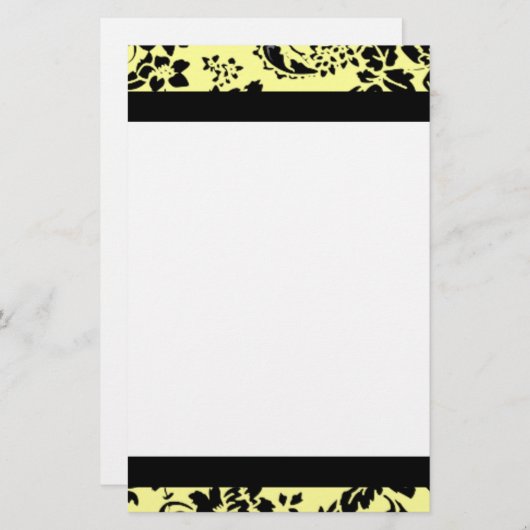 Gelber und schwarzer Damast Briefpapier (Vorne/Hinten)