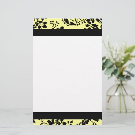 Gelber und schwarzer Damast Briefpapier (Stehend Vorderseite)