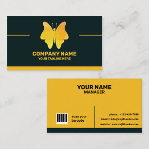 Gelber und schwarzer Eleganter individuelle Name Visitenkarte
