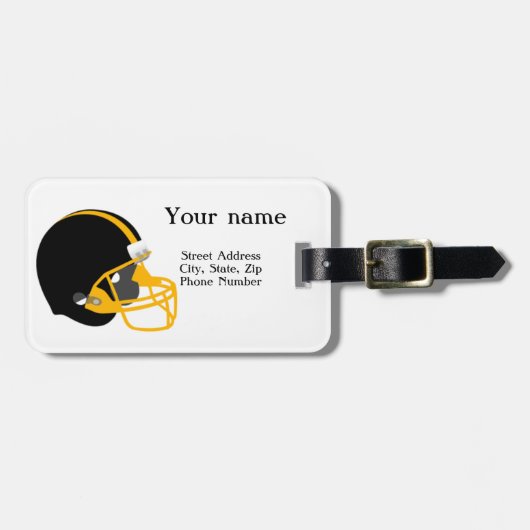 Gelber und schwarzer Fußball-Gepäckanhänger Gepäckanhänger (Vorderseite horizontal)