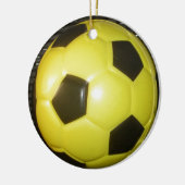 Gelber und schwarzer Fußball. Keramik Ornament (Links)